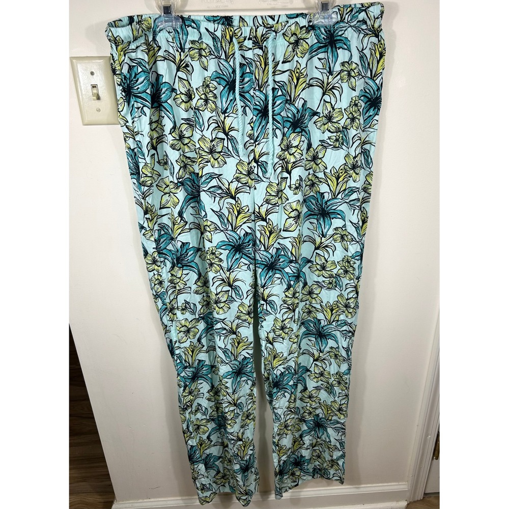 Beach Riot Pants Womens XXL Blue Lagoon Drawstring Wide Leg Tropical BOHO Breezy